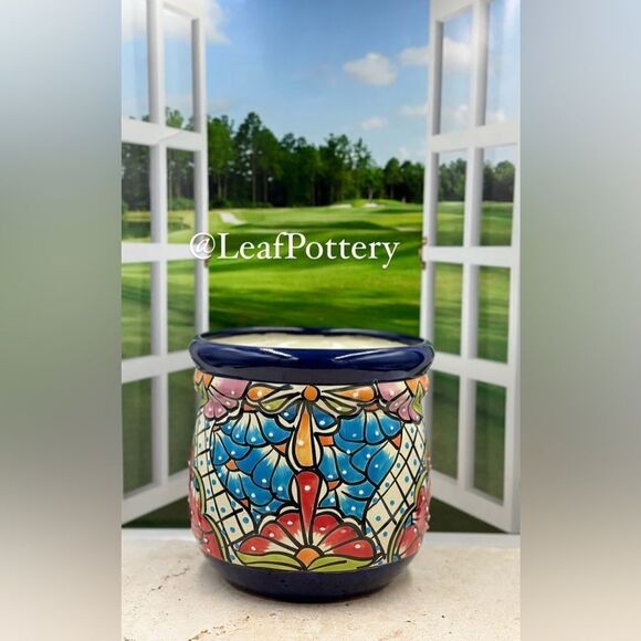 Catrina Talavera Handmade Multi Colored Ceramic Planter Pot - Picture 5 of 10